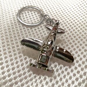 Silver Airplane Keychain